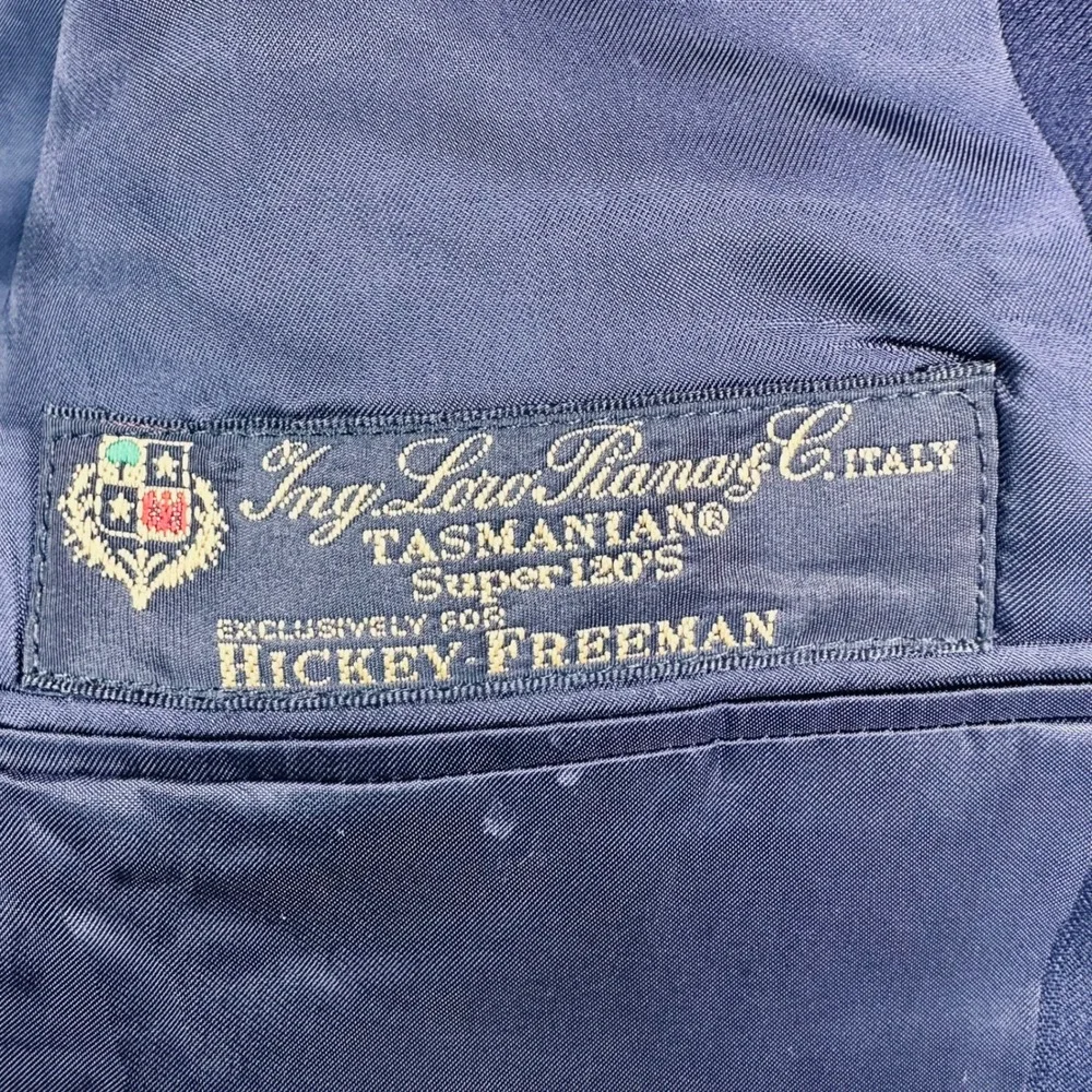Hickey Freeman Nordstrom 42L Blue Pinstripe Loro Piana Super 120s Blazer Jacket